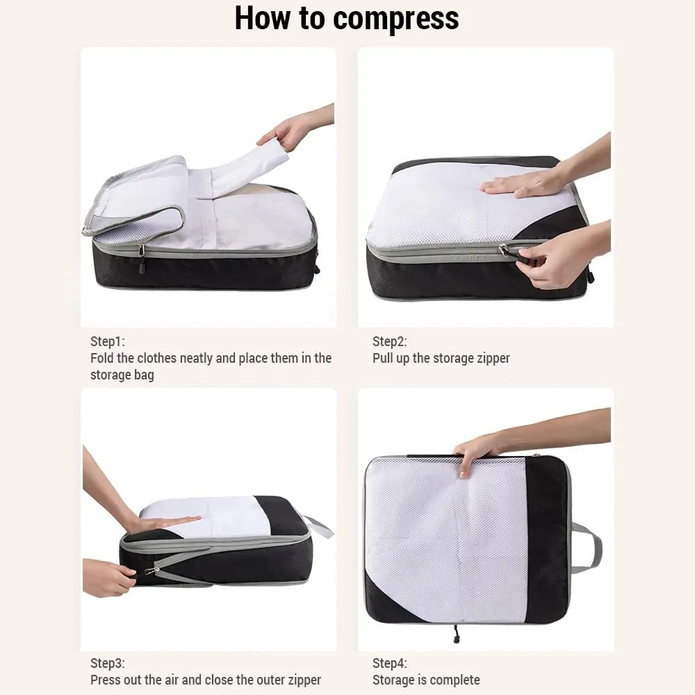 1 Set Compssion Packing Cubes Compssible Travel Packing Organizer for Carry on Suitcase