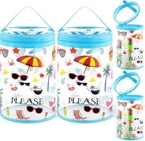 2 Pcs Clear Beach Lotion Bag Toiletry Pouch Beach Ocean Gifts Travel Makeup Cylinder Waterproof Portable Cosmetic Bag for Women Girl Sunscreen Hawaiian Party Favor with Handle Zipper