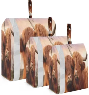3 Set Travel Packing Cubes Lightweight Foldable Highland Cows Luggage Bags Organizers for Travel Accessories Travel Essentials