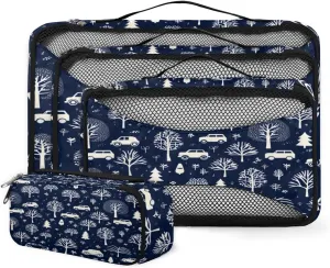 4 Set Packing Cubes for Suitcases, Travel Essentials for Carry on Luggage, Artistic Truck Suitcase Organizers for Clothes Shoes Toiletries Travel Accessories in 4 Sizes - Graffiti Truck