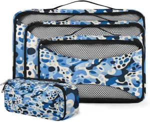 4 Set Packing Cubes for Suitcases, Travel Essentials for Carry on Luggage, Dreamy Camouflage Suitcase Organizers for Clothes Shoes Toiletries Travel Accessories in 4 Sizes - Retro Camouflage
