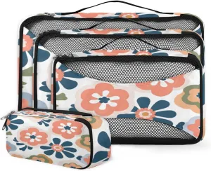 4 Set Packing Cubes for Suitcases, Travel Essentials for Carry on Luggage, Dreamy Flowers Suitcase Organizers for Clothes Shoes Toiletries Travel Accessories in 4 Sizes - Magical Flowers