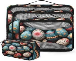 4 Set Packing Cubes for Suitcases, Travel Essentials for Carry on Luggage, Easter Egg Suitcase Organizers for Clothes Shoes Toiletries Travel Accessories in 4 Sizes - Mandala Flower