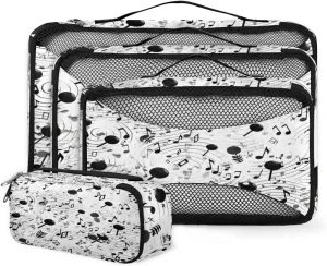 4 Set Packing Cubes for Suitcases, Travel Essentials for Carry on Luggage, Suitcase Organizers for Clothes Shoes Toiletries Travel Accessories in 4 Sizes - Beat Notes