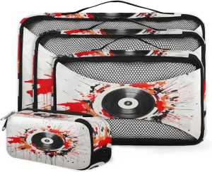 4 Set Packing Cubes for Suitcases, Travel Essentials for Carry on Luggage, Suitcase Organizers for Clothes Shoes Toiletries Travel Accessories in 4 Sizes - Black And White CD