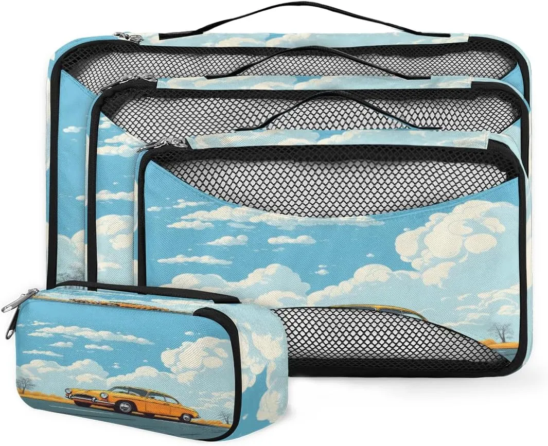 4 Set Packing Cubes for Suitcases, Travel Essentials for Carry on Luggage, Suitcase Organizers for Clothes Shoes Toiletries Travel Accessories in 4 Sizes - Cloud Truck