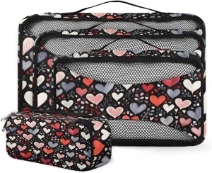 4 Set Packing Cubes for Suitcases, Travel Essentials for Carry on Luggage, Suitcase Organizers for Clothes Shoes Toiletries Travel Accessories in 4 Sizes - Grass Heart