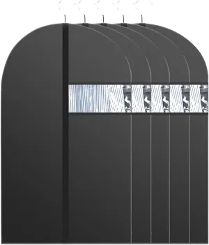 5 Pack Suit Bag, Garment Bags for Travel, Garment Bags for Hanging Clothes with Zipper and Visible Transparent Window, Black(31x24in/80x60cm)