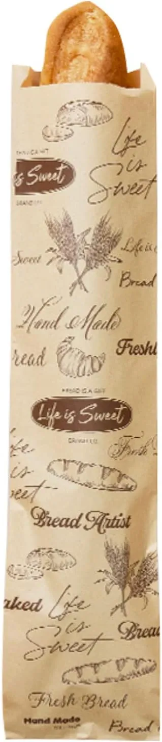 50 Pack Kraft Paper Baguette Bread Bags, 19.3 X 4.3 Inch Paper French Bread Bags for Homemade Bread Large, French Baguette loaf Bags Gifts for Bakers.
