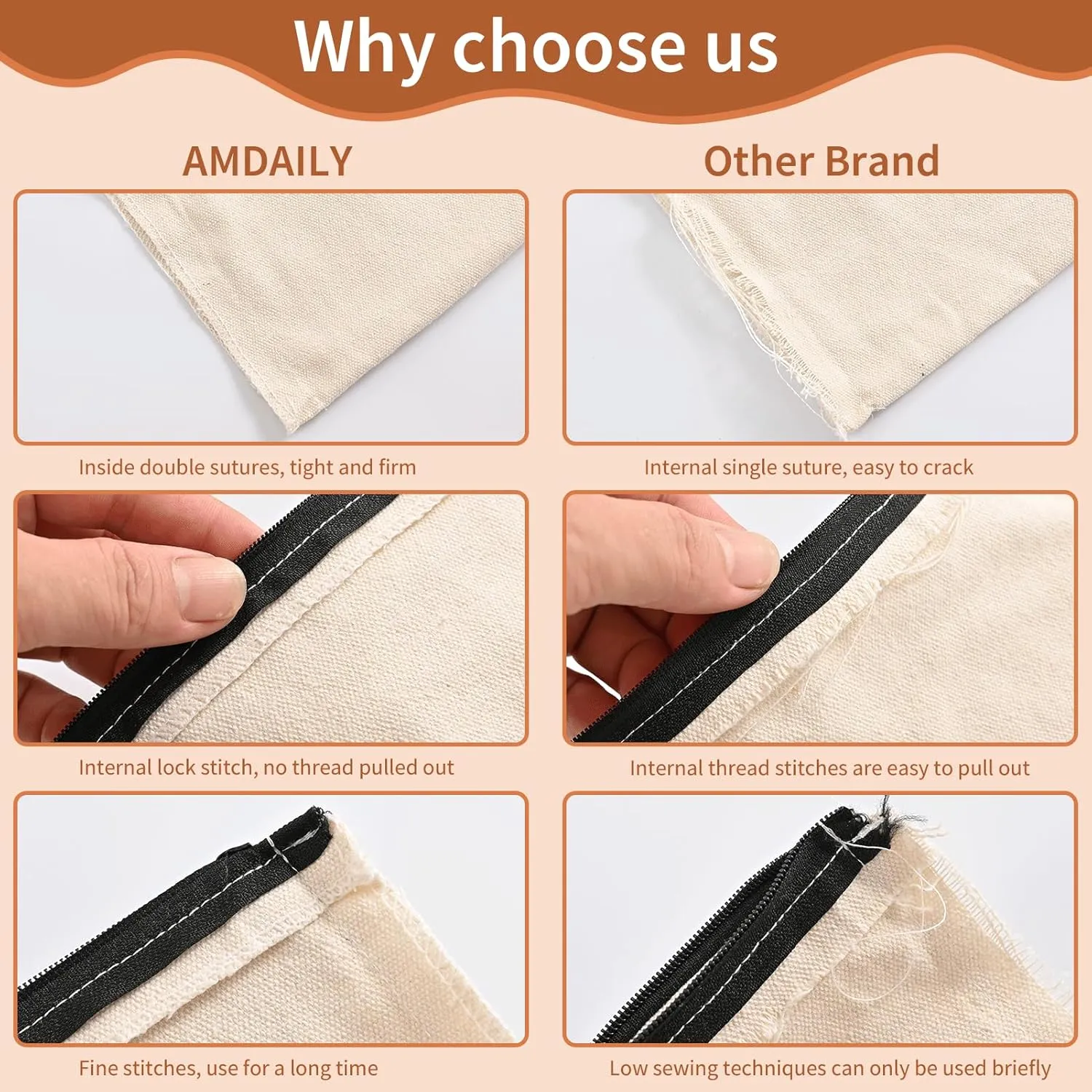 50Pcs Canvas Makeup Bags Bulk, 7.87 x 5.7 Inch Cotton Sublimation Blank DIY Heat Transfer Cosmetic Bag w/Colorful Zipper for Bridesmaid Makeup Bag Travel Toiletry Pouch Storage, Ivory