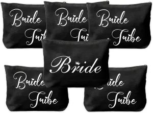 6 Pcs Bridesmaid Gifts,Bridesmaid Proposal Gifts,Bachelorette Bridal Shower Wedding Gifts for Bride,Cute Bride to be Gifts,Team Bride Accessories,Bride Makeup Bag,Bride Tribe Gifts,Bride Gift Ideas