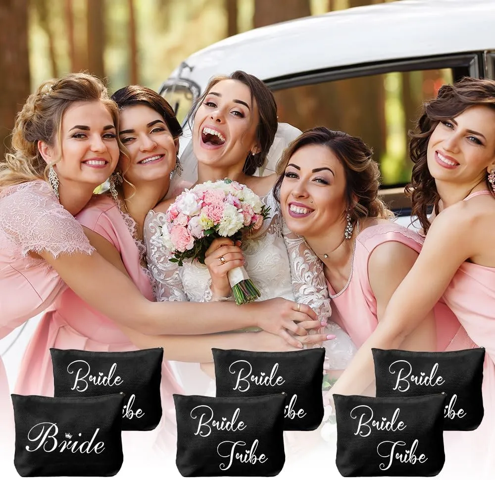 6 Pcs Bridesmaid Gifts,Bridesmaid Proposal Gifts,Bachelorette Bridal Shower Wedding Gifts for Bride,Cute Bride to be Gifts,Team Bride Accessories,Bride Makeup Bag,Bride Tribe Gifts,Bride Gift Ideas