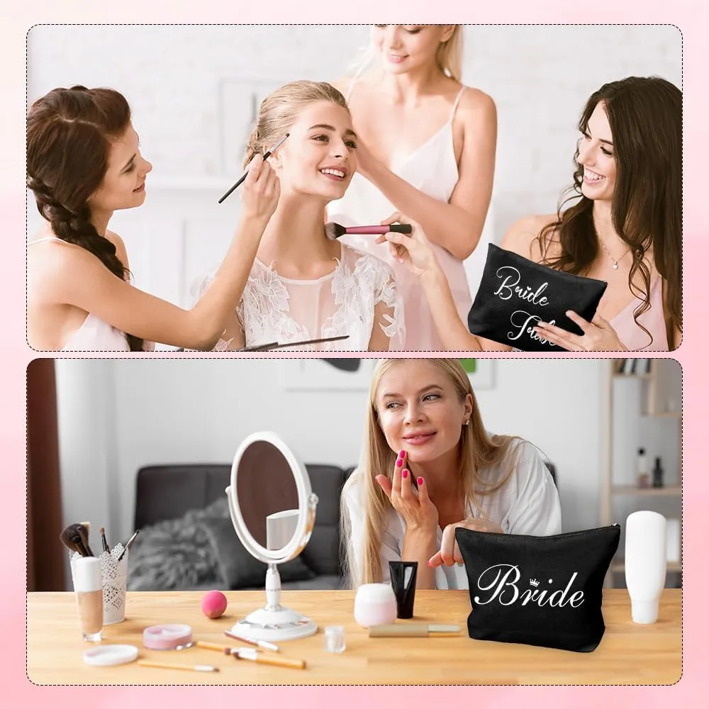 6 Pcs Bridesmaid Gifts,Bridesmaid Proposal Gifts,Bachelorette Bridal Shower Wedding Gifts for Bride,Cute Bride to be Gifts,Team Bride Accessories,Bride Makeup Bag,Bride Tribe Gifts,Bride Gift Ideas