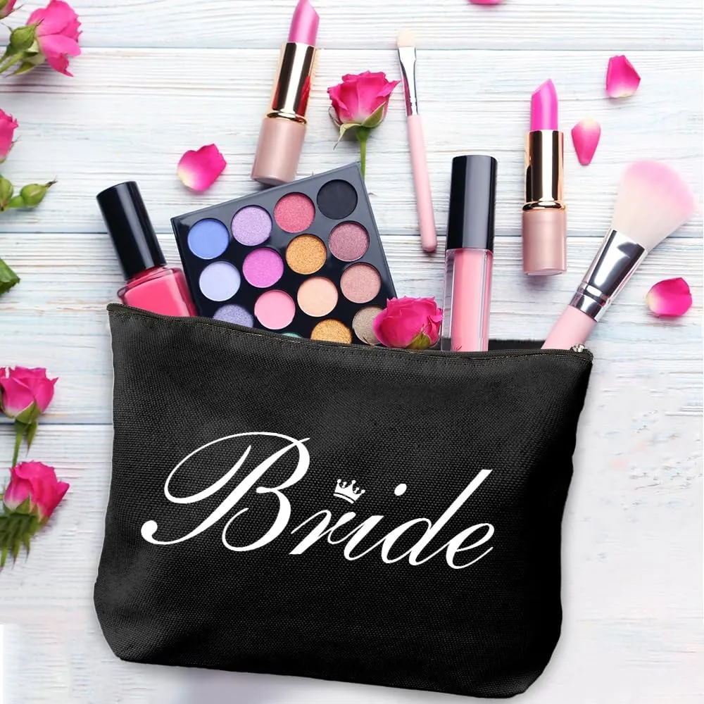 6 Pcs Bridesmaid Gifts,Bridesmaid Proposal Gifts,Bachelorette Bridal Shower Wedding Gifts for Bride,Cute Bride to be Gifts,Team Bride Accessories,Bride Makeup Bag,Bride Tribe Gifts,Bride Gift Ideas