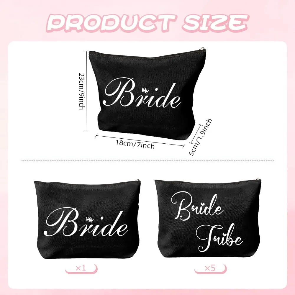 6 Pcs Bridesmaid Gifts,Bridesmaid Proposal Gifts,Bachelorette Bridal Shower Wedding Gifts for Bride,Cute Bride to be Gifts,Team Bride Accessories,Bride Makeup Bag,Bride Tribe Gifts,Bride Gift Ideas