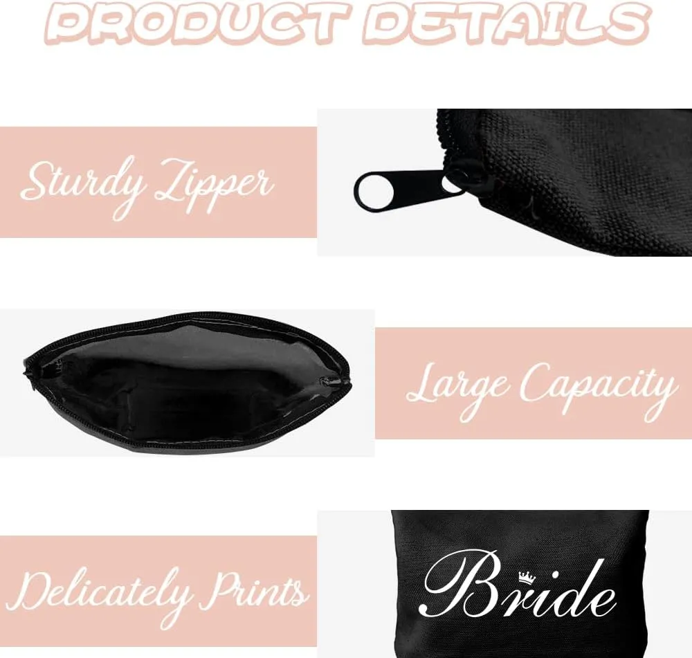 6 Pcs Bridesmaid Gifts,Bridesmaid Proposal Gifts,Bachelorette Bridal Shower Wedding Gifts for Bride,Cute Bride to be Gifts,Team Bride Accessories,Bride Makeup Bag,Bride Tribe Gifts,Bride Gift Ideas