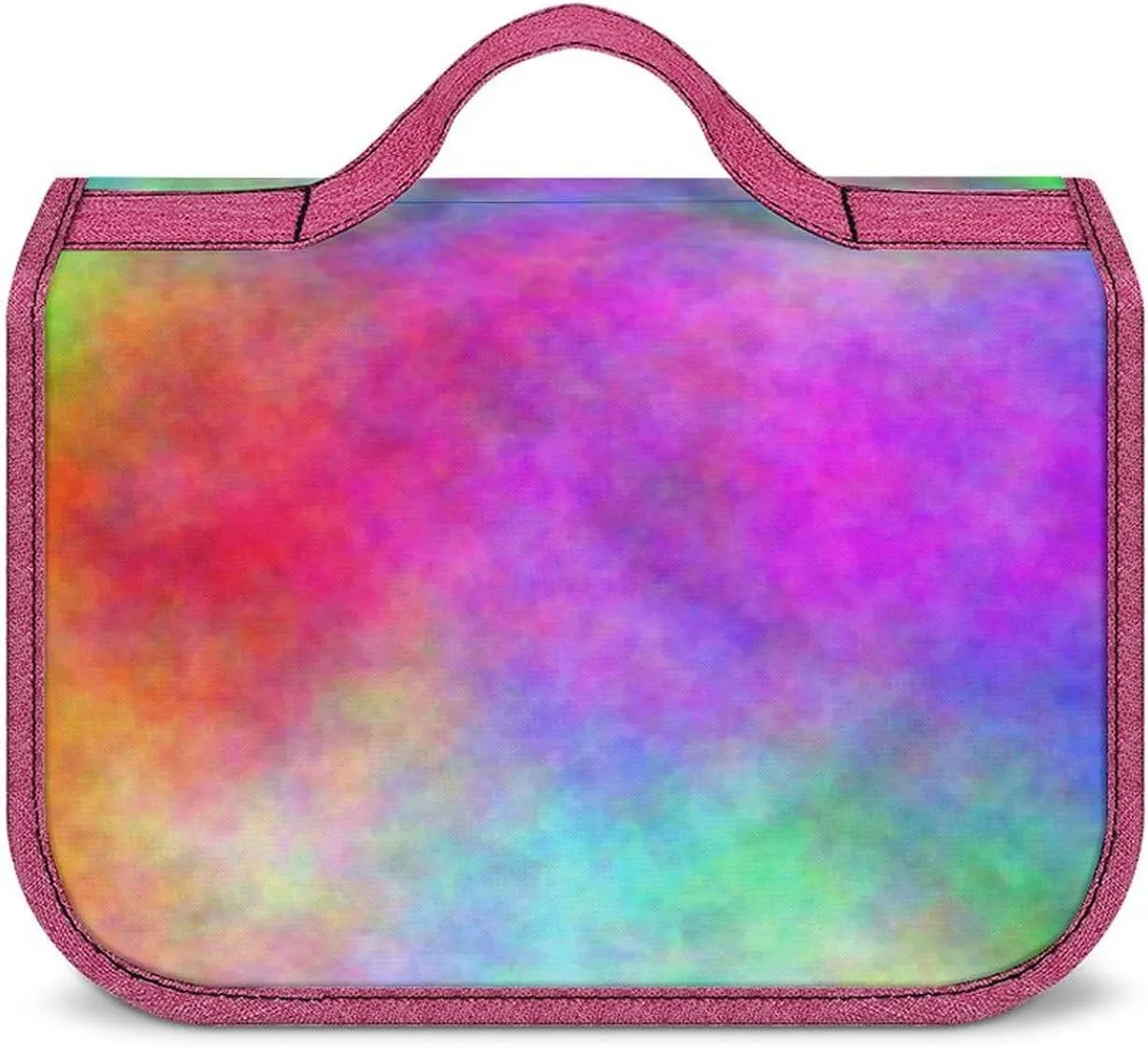 Abstract Rainbow Watercolor Toiletry Bag with Hanging Hook Large Cosmetic Bags Detachable Makeup Pouch Bathroom Accessories