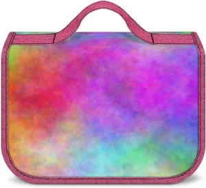 Abstract Rainbow Watercolor Toiletry Bag with Hanging Hook Large Cosmetic Bags Detachable Makeup Pouch Bathroom Accessories