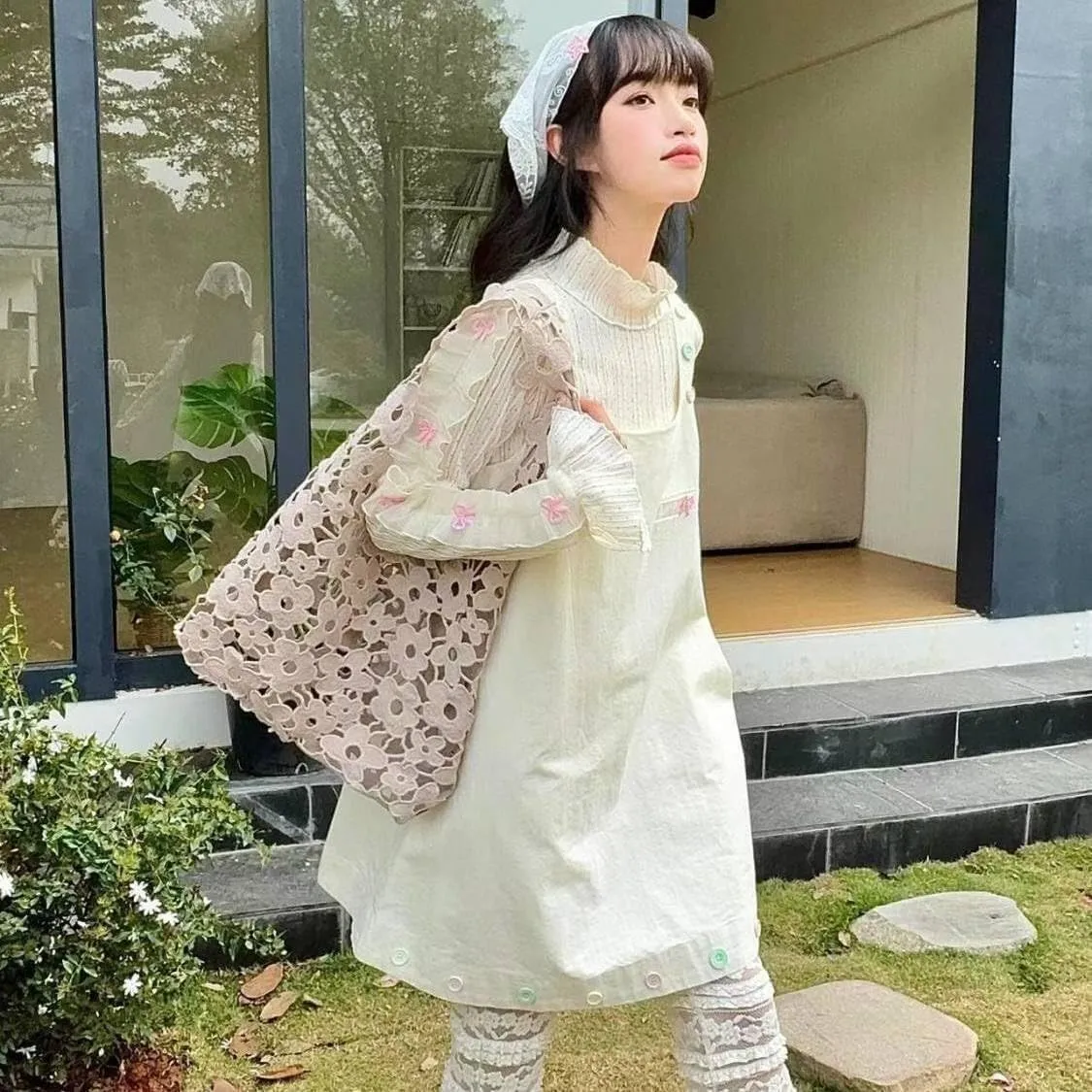 Accessories Crochet Crochet Bags for Women Beach Tote Bag Crochet Summer Flower Aesthetic Mesh Beach Bag