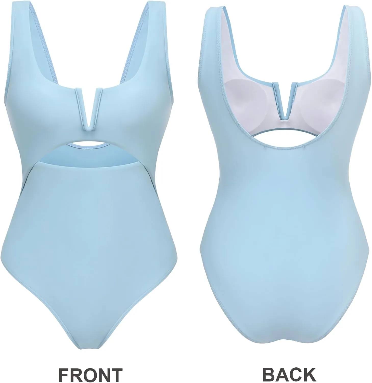AI'MAGE Womens One Piece Swimsuits Tummy Control Bathing Suit 2025 Cutout High Waisted V Neck Monokini Swimwear