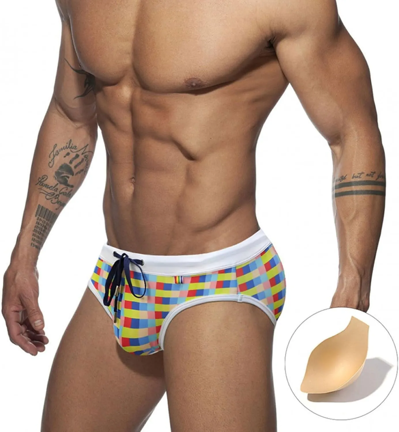 Alalaso Men's Bikini Swimwear Summer Fashion Surf Briefs Sexy Low Rise Swimming Briefs with Adjustable Drawstring