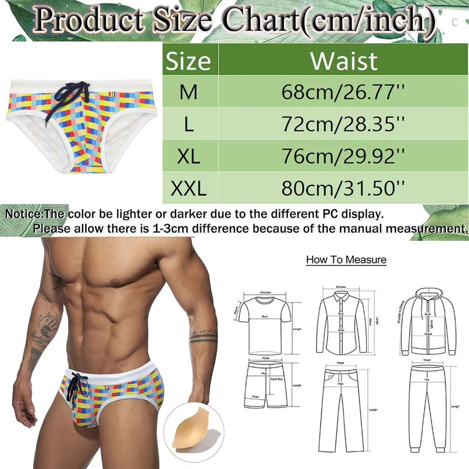 Alalaso Men's Bikini Swimwear Summer Fashion Surf Briefs Sexy Low Rise Swimming Briefs with Adjustable Drawstring