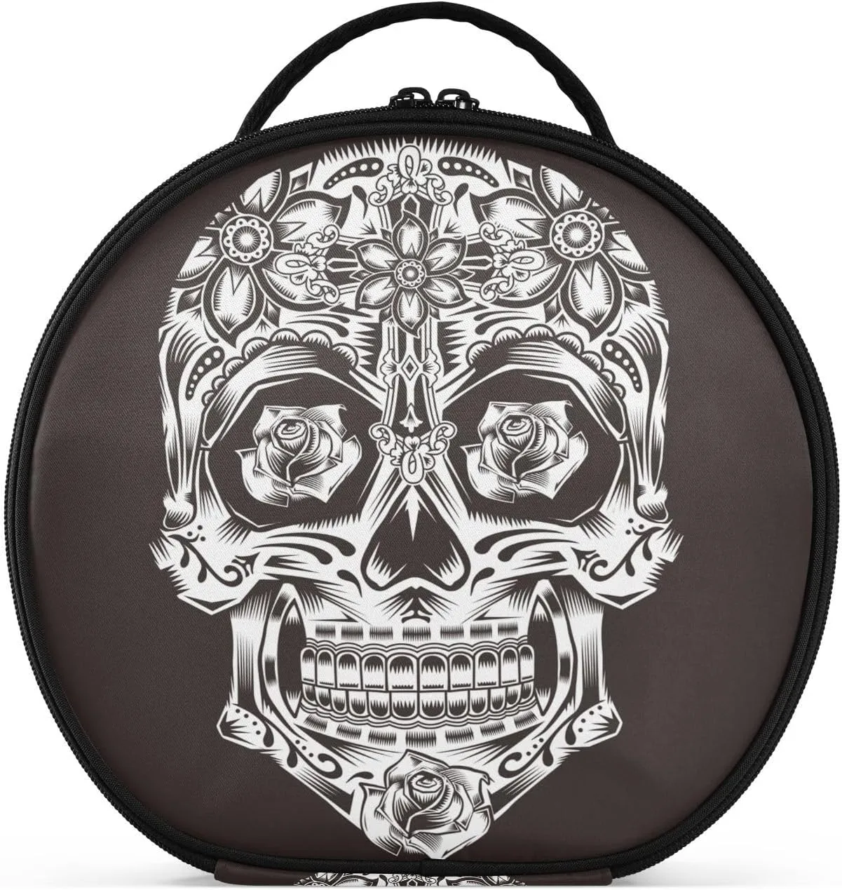 ALAZA Skull Flowers Travel Make Up Organizer Cosmetic Brush Bags Case