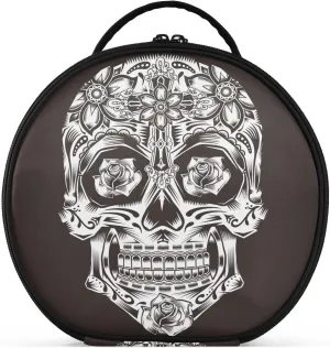 ALAZA Skull Flowers Travel Make Up Organizer Cosmetic Brush Bags Case