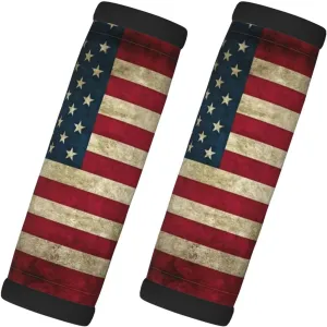 American Flag Print 2 Pack Luggage Handle Wrap for Suitcase, Comfort Soft Handle Covers, Luggage Accessories
