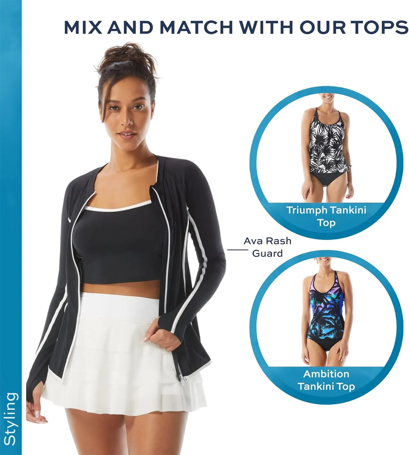 Athletic Swim Skort  Ruffled Bikini Bottom Swimsuit Skirt, Mesh Tiers, Cadence