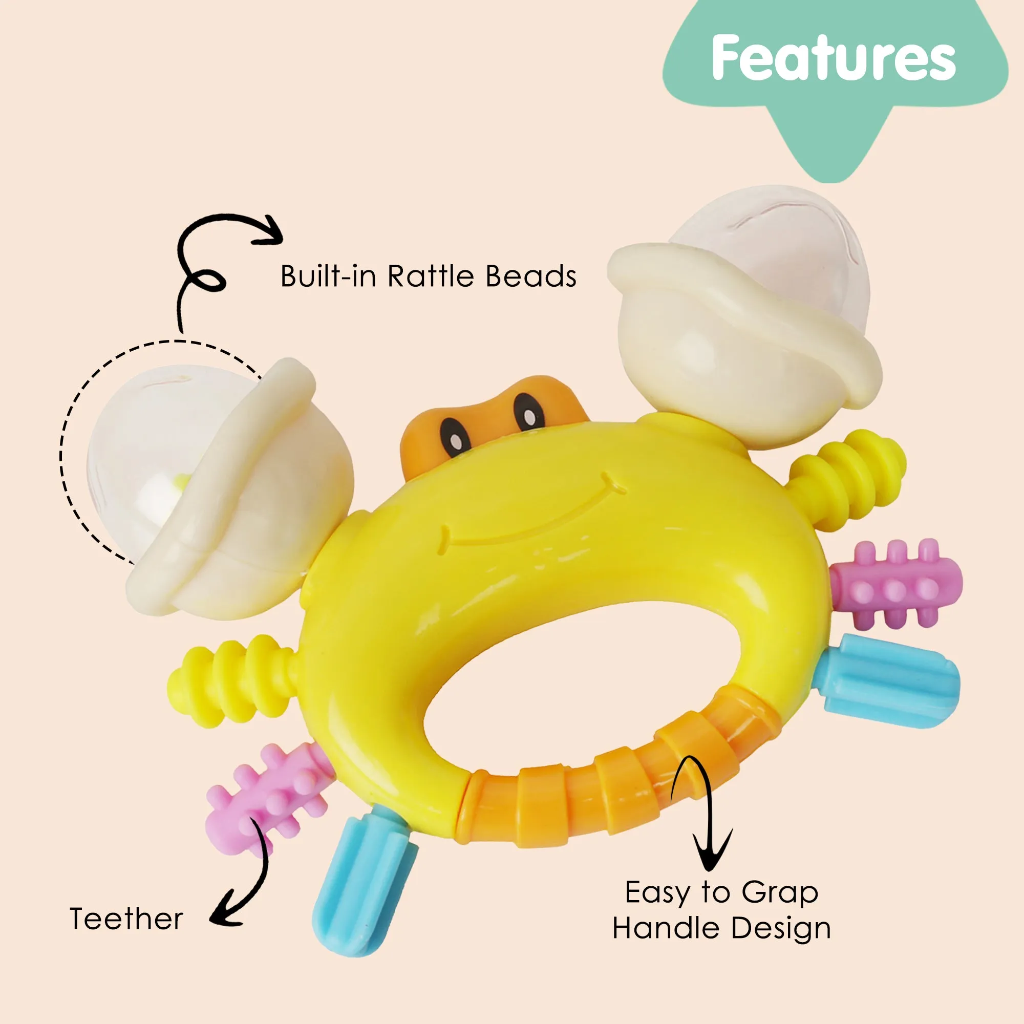 Baby Moo Crab Multicolour Rattle Toy