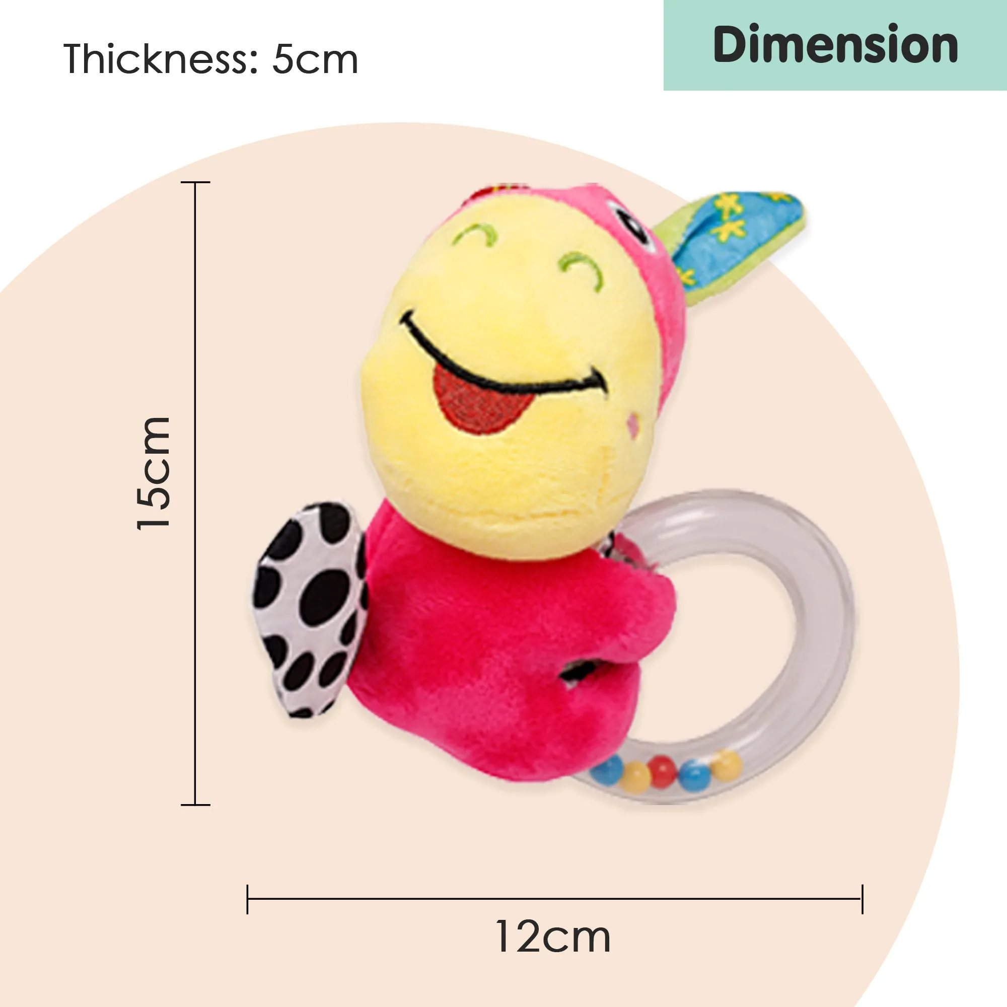 Baby Moo Cuddle Animal Pink Rattle