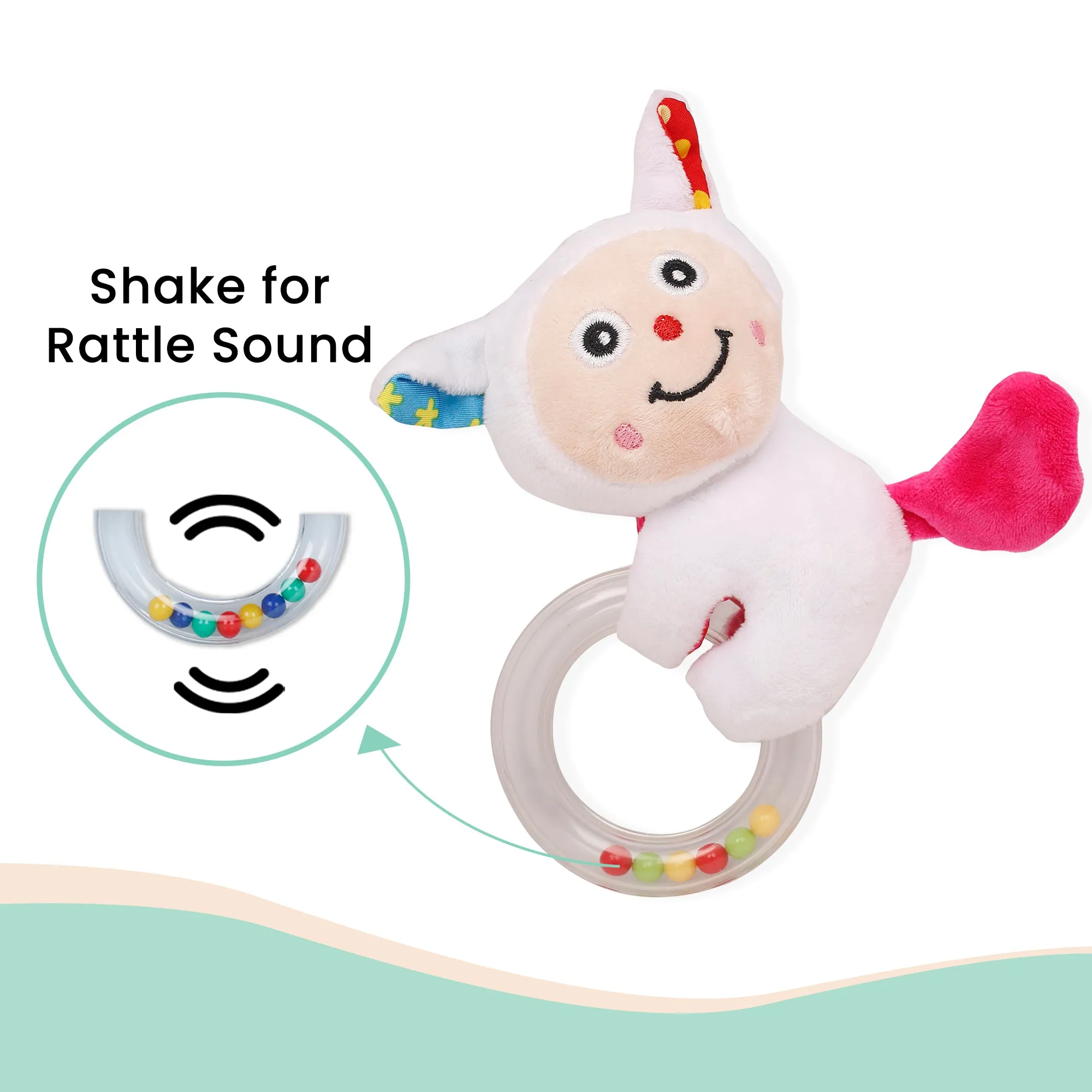 Baby Moo Cuddle Cat White Rattle