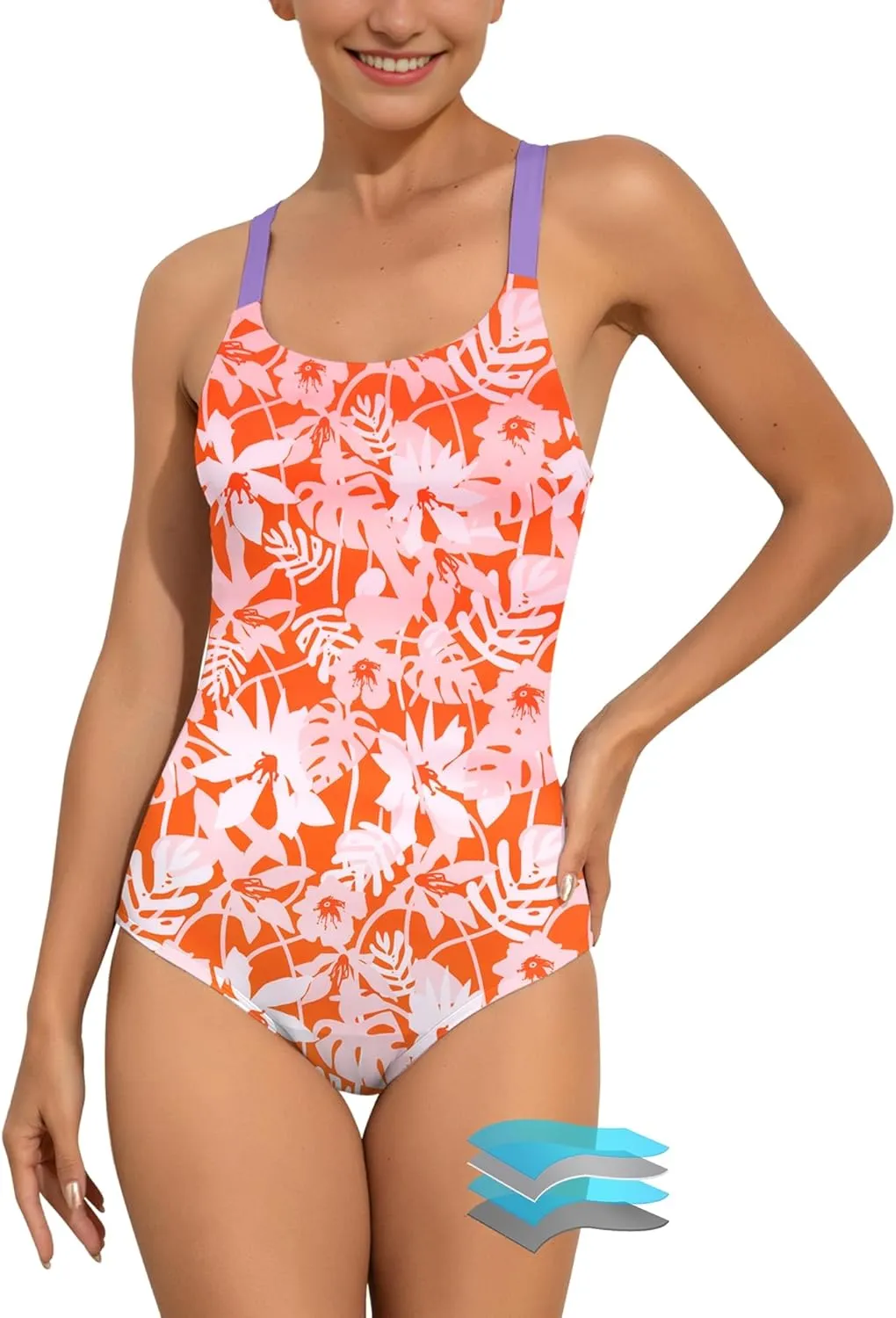Beautikini Period Swimwear One Piece Leakproof Swimsuit Menstrual Athletic Print Bathing Suit for Teen Girls Women