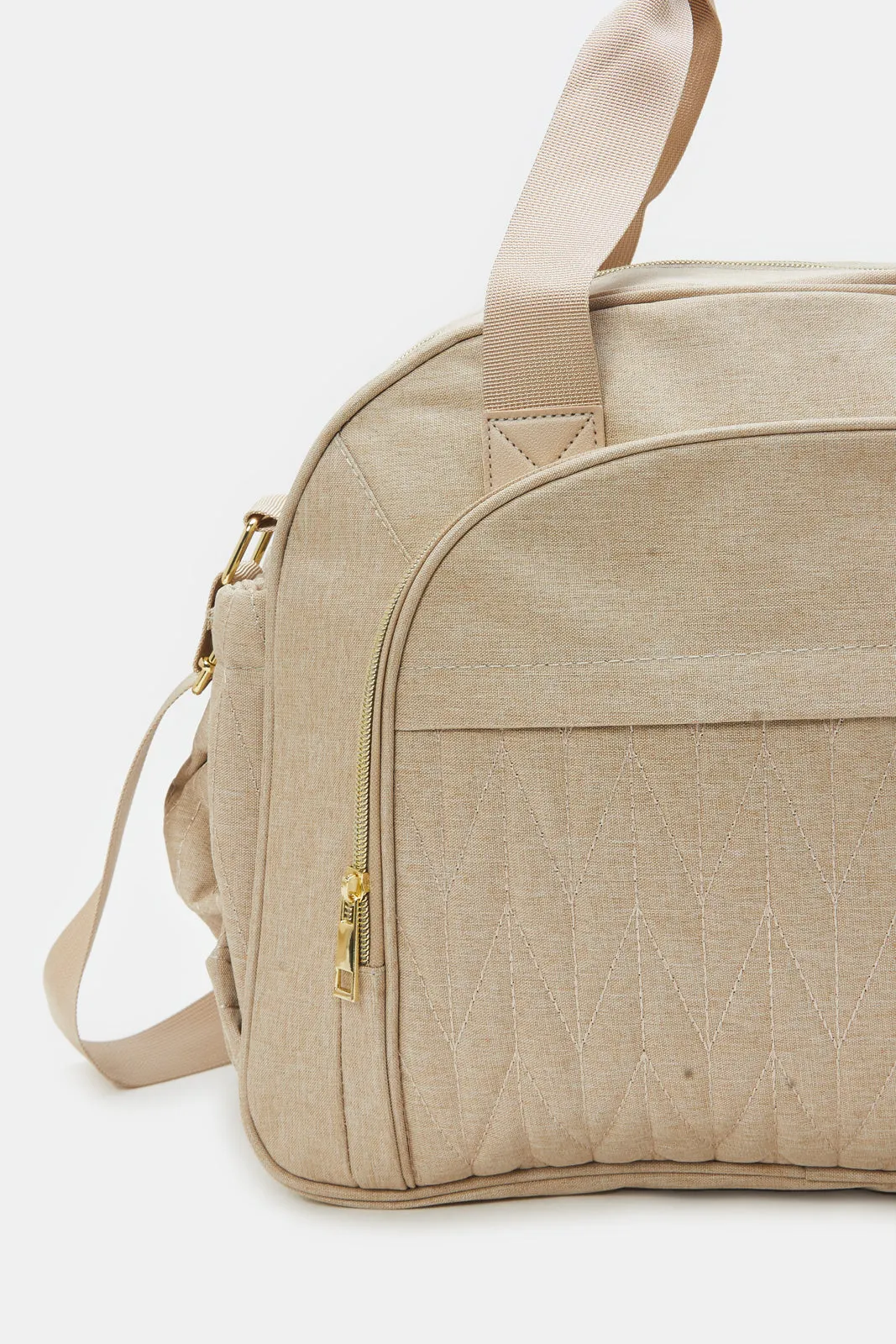 Beige Quilted Diaper Bag