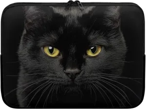 Black Cat Print Laptop Sleeve 17 Inch, Computer Carrying Case Accessories Bag for Travel Business School
