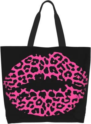 Black Leopard Print Women's Tote Bag Large Capacity Single Shoulder Bags Handbag for Shopping Work