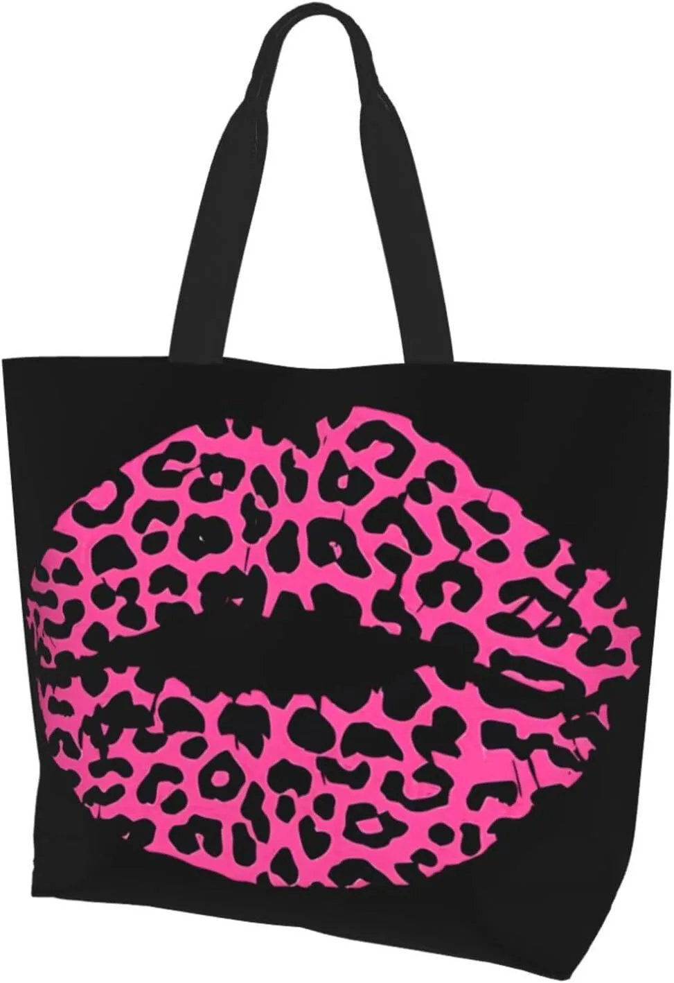 Black Leopard Print Women's Tote Bag Large Capacity Single Shoulder Bags Handbag for Shopping Work
