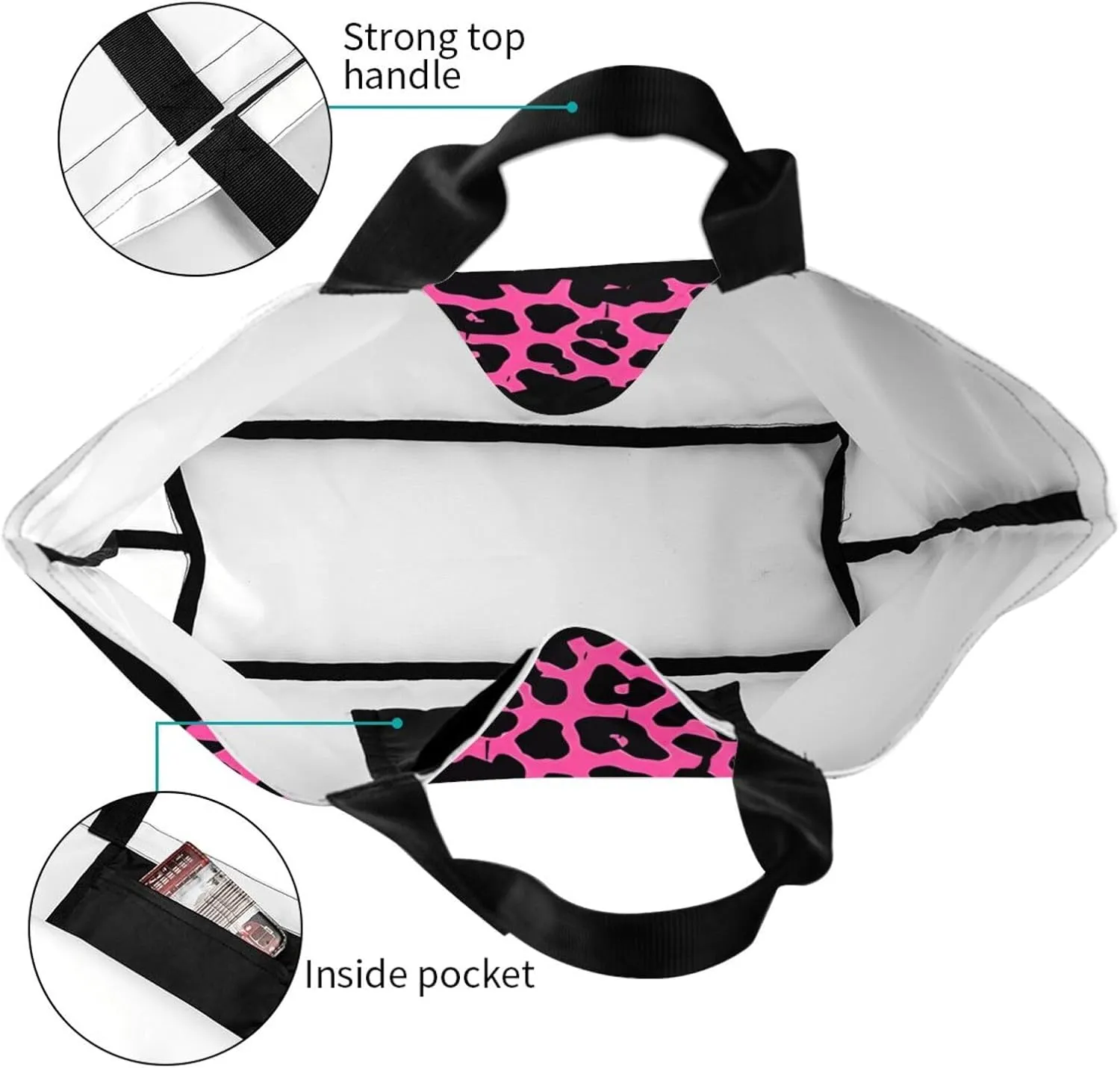 Black Leopard Print Women's Tote Bag Large Capacity Single Shoulder Bags Handbag for Shopping Work