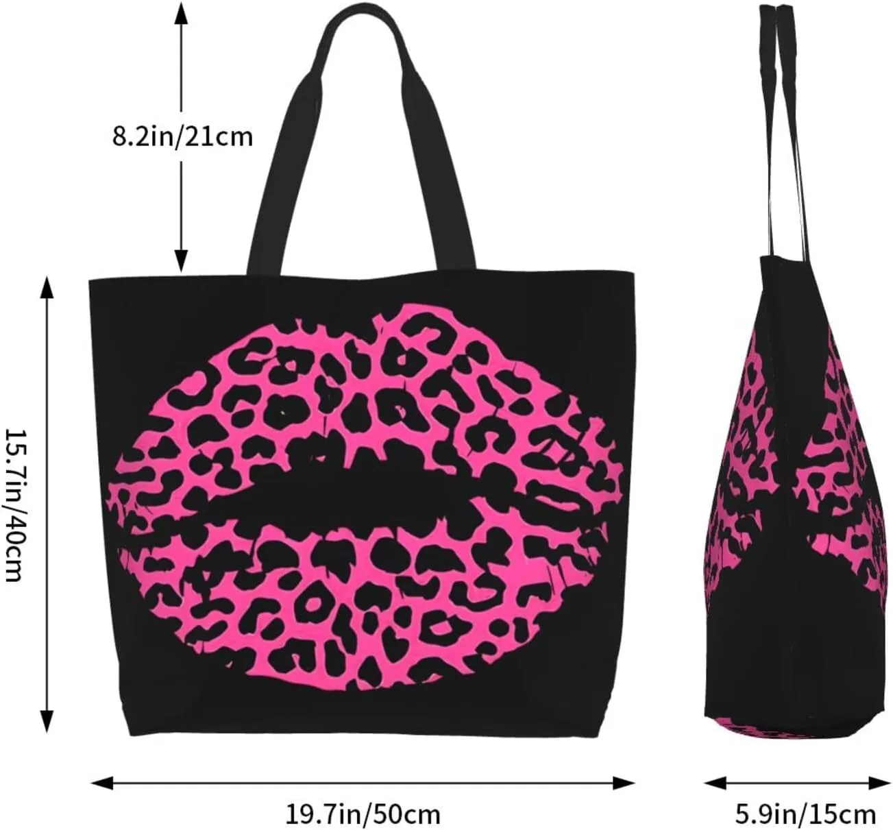 Black Leopard Print Women's Tote Bag Large Capacity Single Shoulder Bags Handbag for Shopping Work