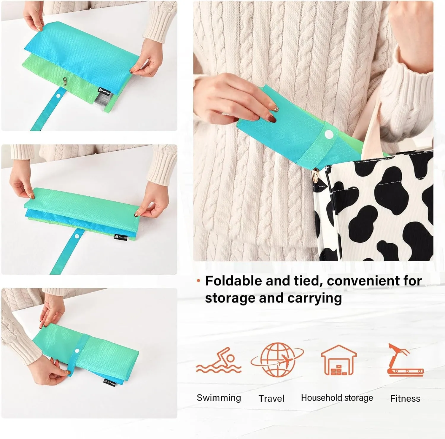 Blue Gradient Compression Packing Cubes Suitcase Organizer Bags Set for Travel Cubes for Women Travel Accessories