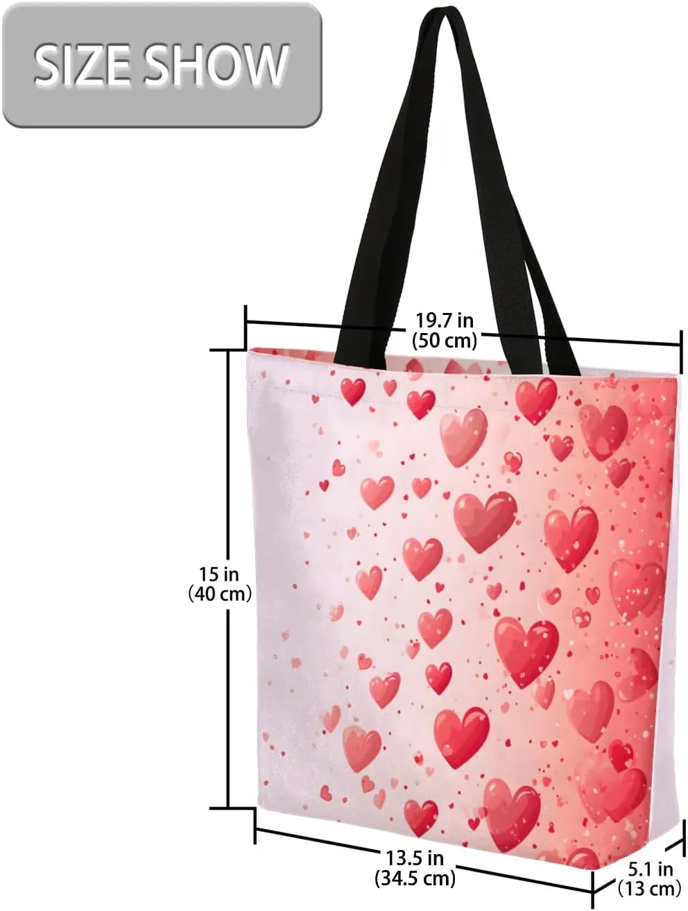 Bow Stars Stripes Large Opening Canvas Tote Bag with Interior Pocket Woman Gifts