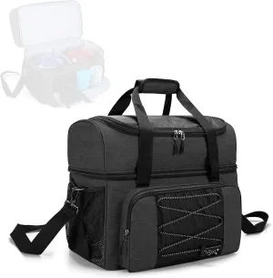 Bowling Bag for 2 Balls Portable Bowling Tote Bag with Padded Ball Holder for Double Ball and Pair of Bowling Shoes up to Mens 16