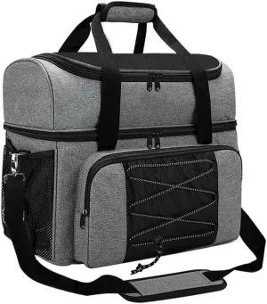 Bowling Bag for 2 Balls Portable Bowling Tote Bag with Padded Ball Holder for Double Ball and Pair of Bowling Shoes up to Mens 16