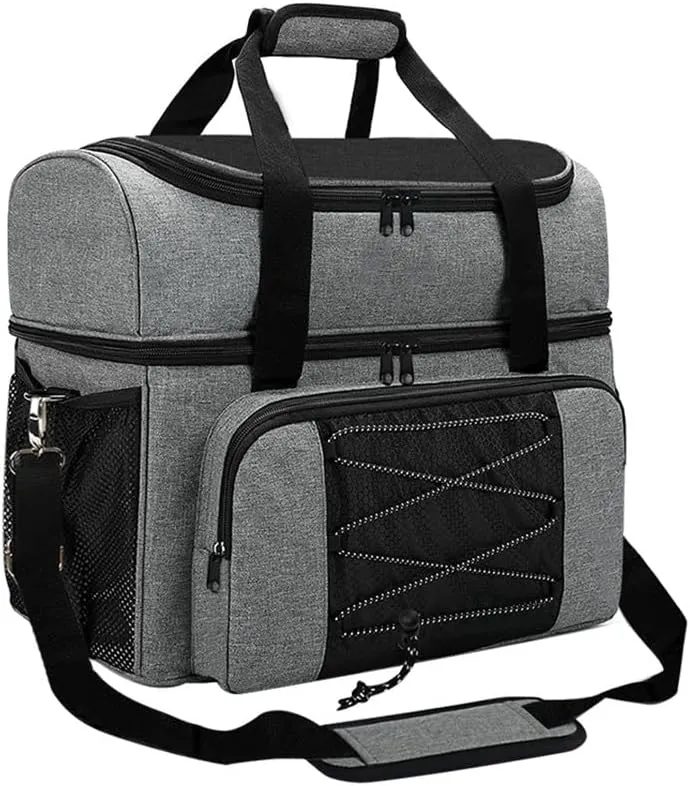 Bowling Bag for 2 Balls Portable Bowling Tote Bag with Padded Ball Holder for Double Ball and Pair of Bowling Shoes up to Mens 16