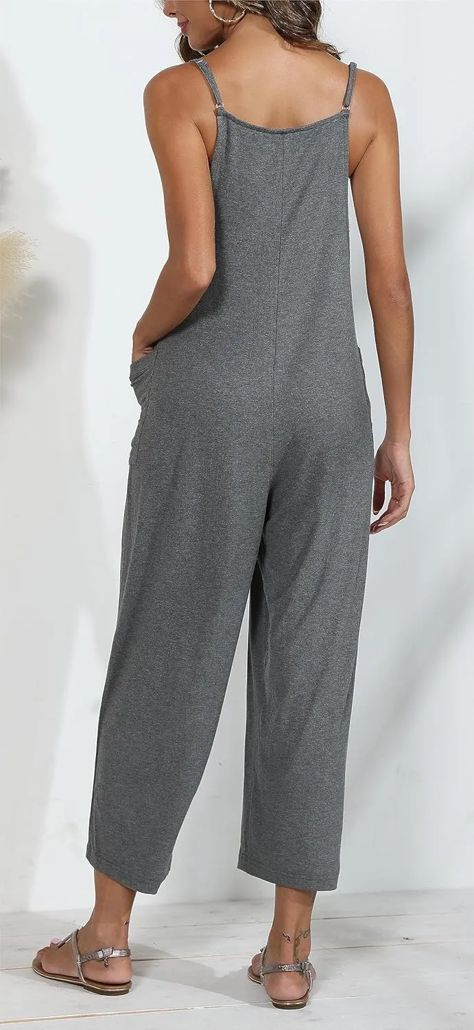 BUENOS NINOS Black jumpsuit for Women Overalls Women Casual Long Bib Pants Rompers with Pockets
