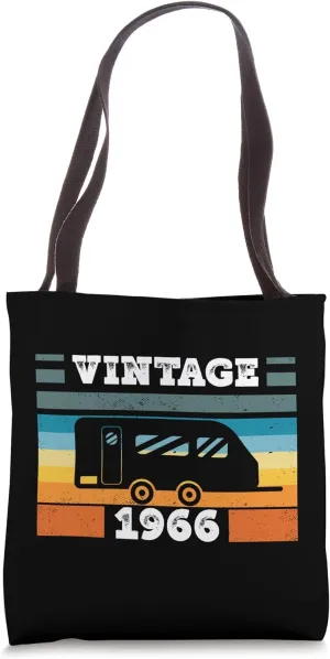 Camping RV-Camper Vintage born 1966 Birthday Trailer-Caravan Tote Bag