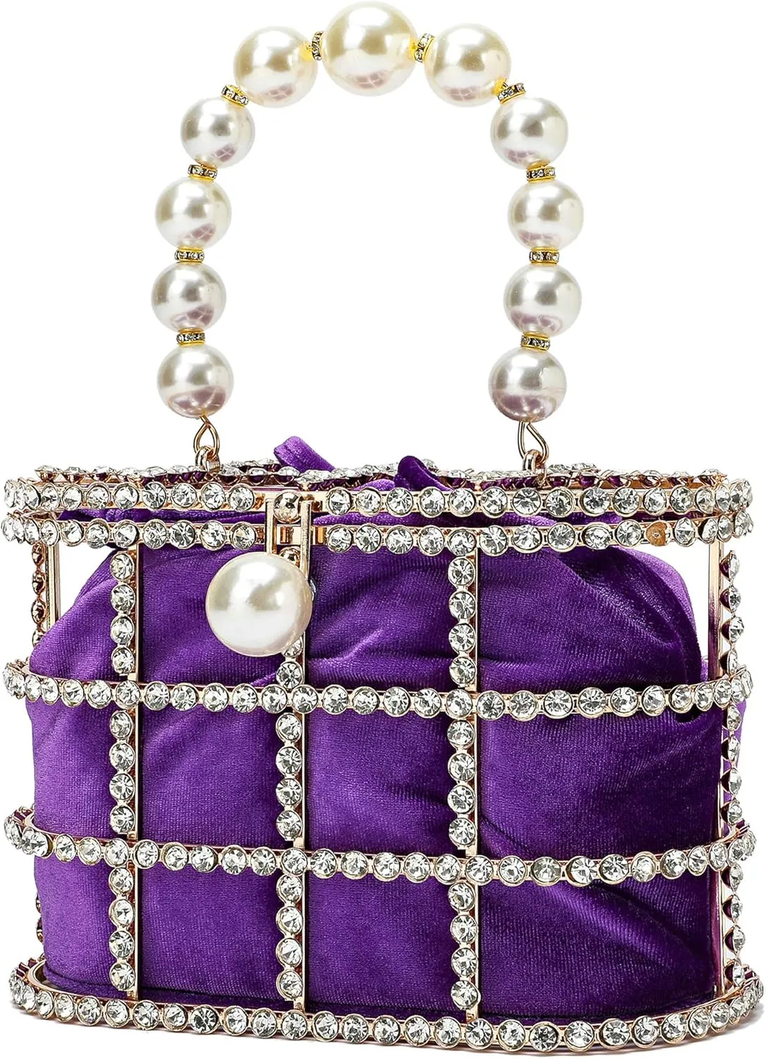 CARIEDO Evening Handbag Women Clutch Purses with Pearl Diamonds for Wedding Prom Birthday Party Dinner Accessories