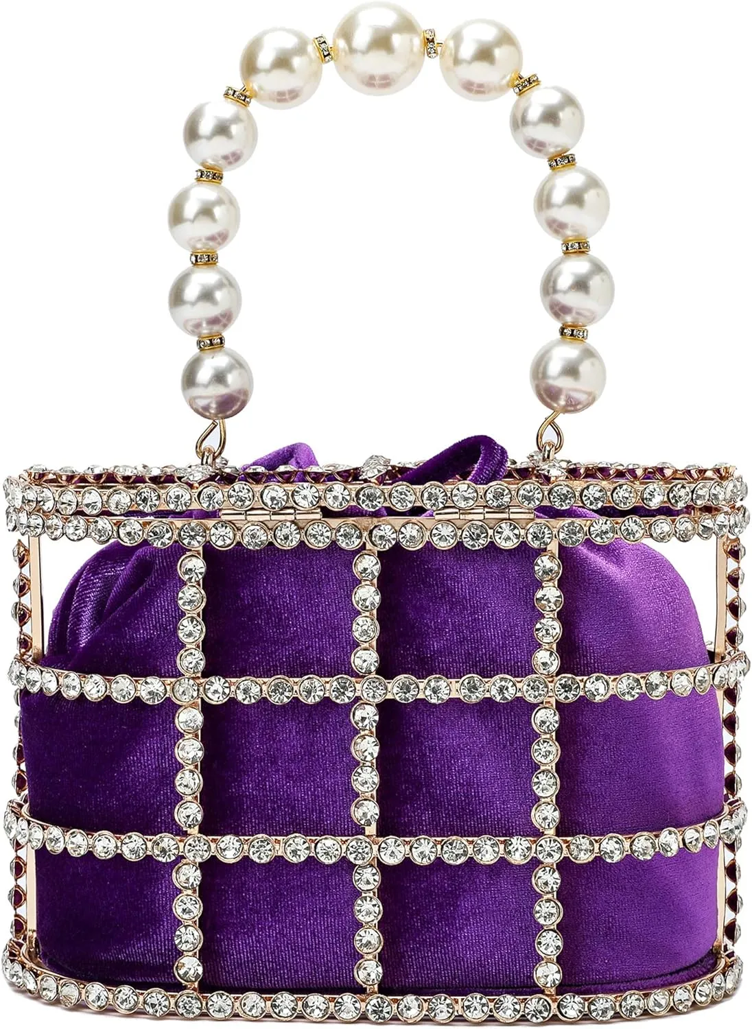 CARIEDO Evening Handbag Women Clutch Purses with Pearl Diamonds for Wedding Prom Birthday Party Dinner Accessories