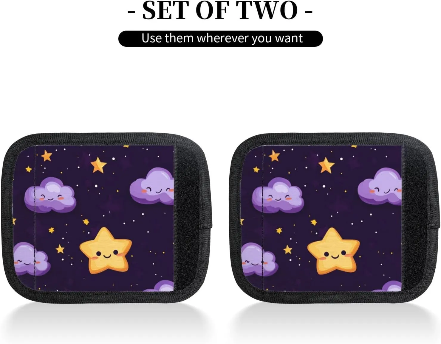 Cartoon Stars Clouds Purple Luggage Handles Wrap Grips For Suitcases Luggage Travel Accessories For Airplane 2pcs